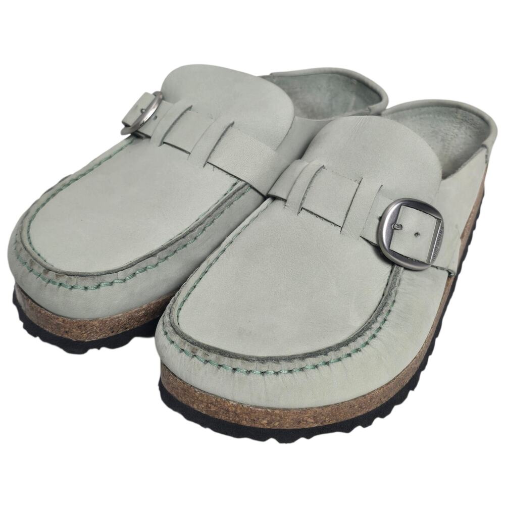 Birkenstock Buckley Suede Clogs Women EU 37 US 6-6.5 Green Slip Ons Sandals Boho